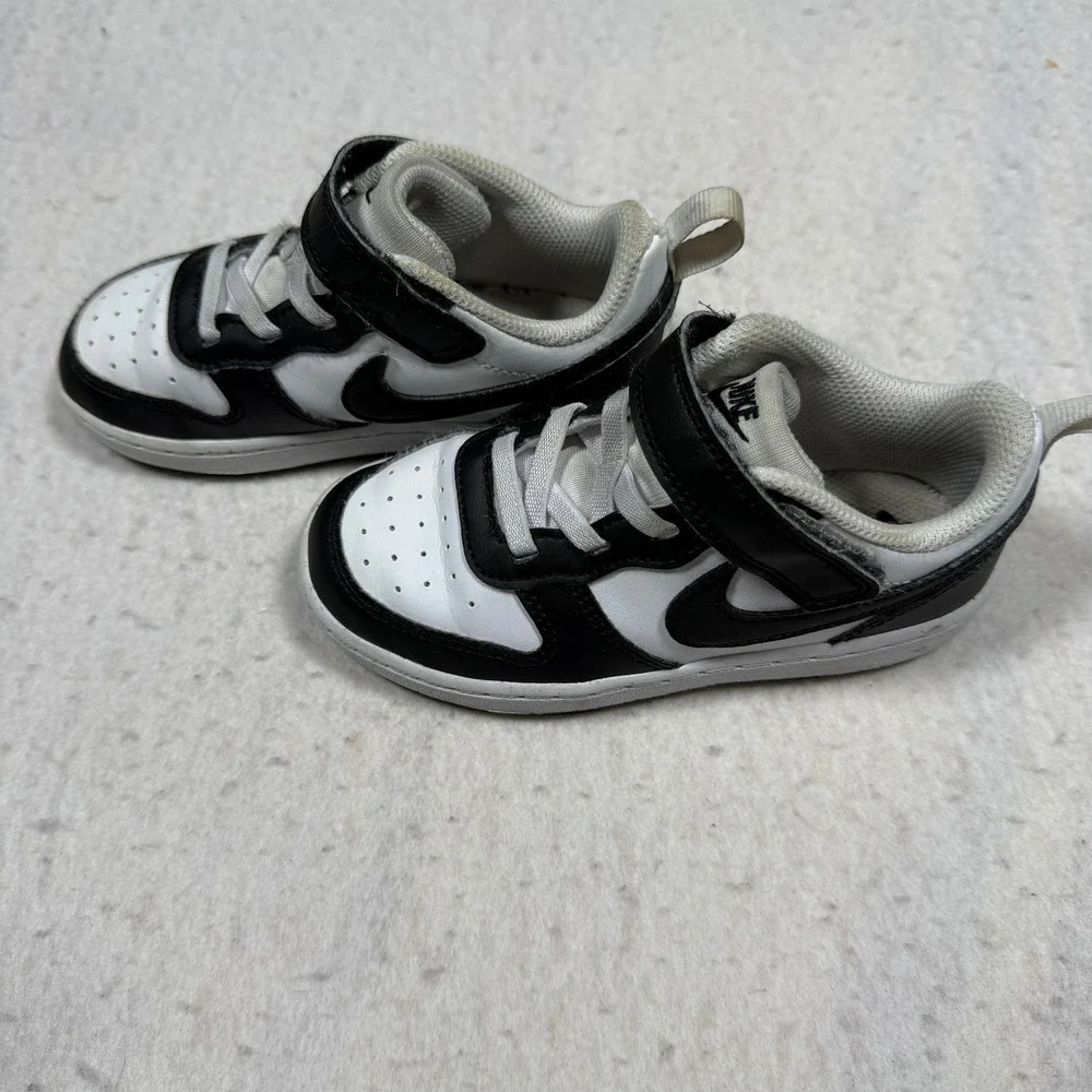 Nike Court Borough Low 2 Black White Panda Kids Shoes DV5458-131 9C
